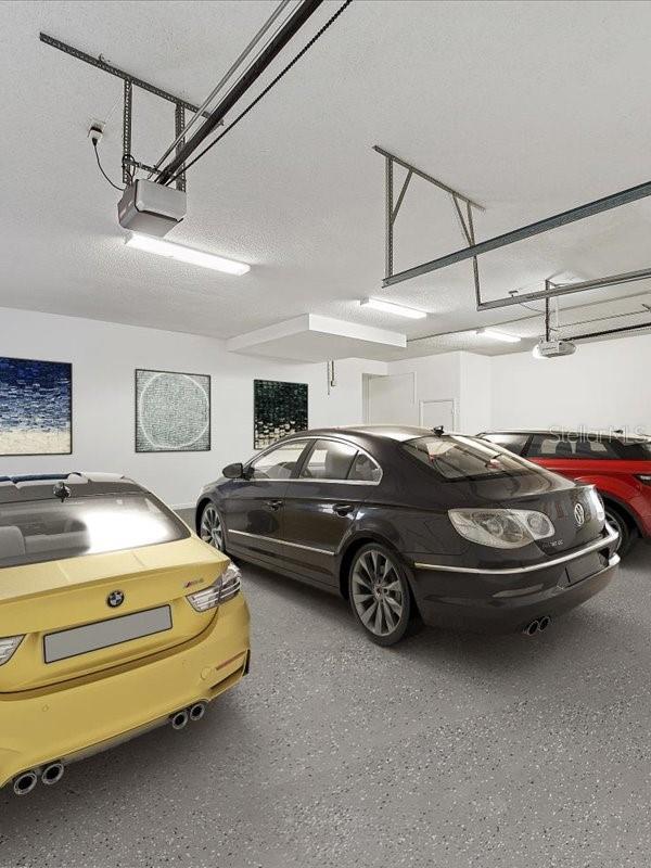 garage with a garage door opener