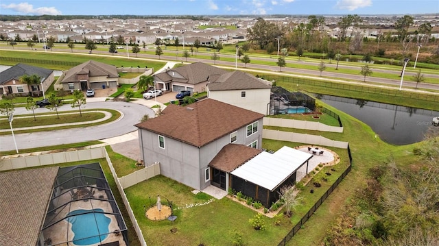 drone / aerial view with a residential view