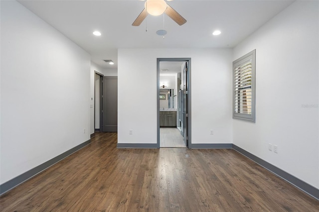 1110 25th St N, Saint Petersburg, FL 33713 - empty room with dark wood-style flooring, recessed lighting, a ceiling fan, and baseboards