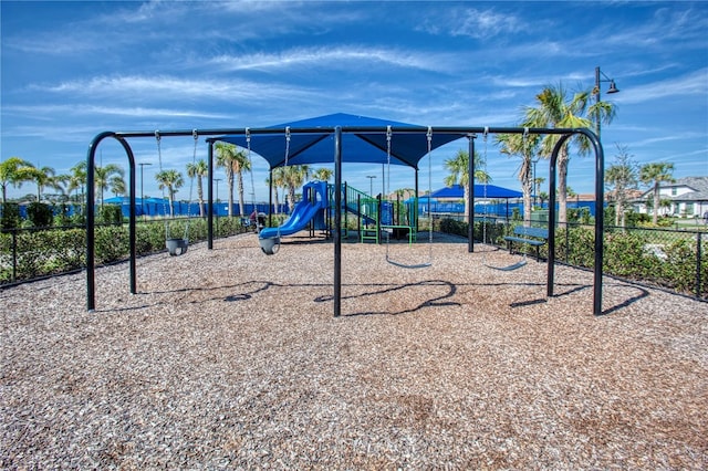 communal playground with fence