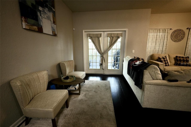 living area featuring wood finished floors