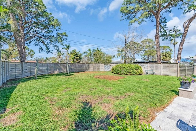 view of yard featuring a fenced backyard