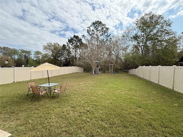 view of yard featuring a fenced backyard