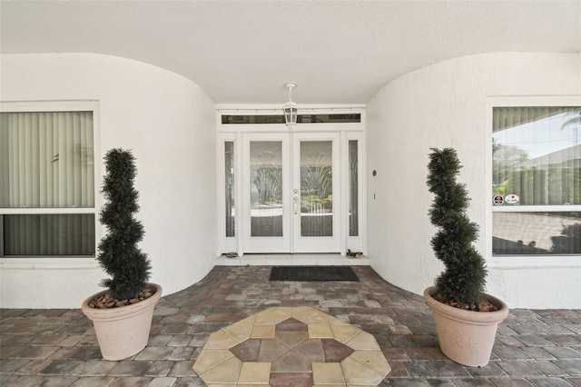 property entrance with french doors