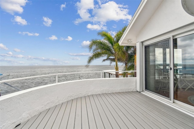 deck with a water view