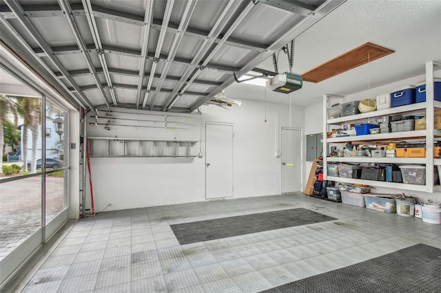 garage with a garage door opener