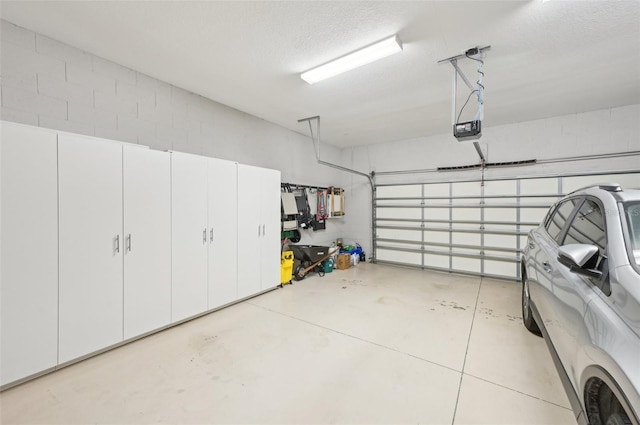 garage with a garage door opener