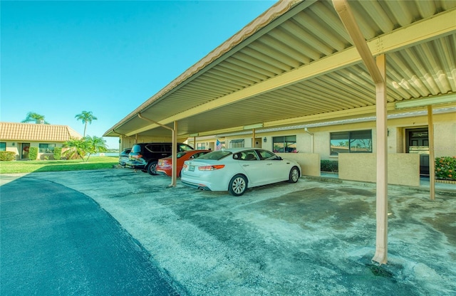 view of covered parking lot