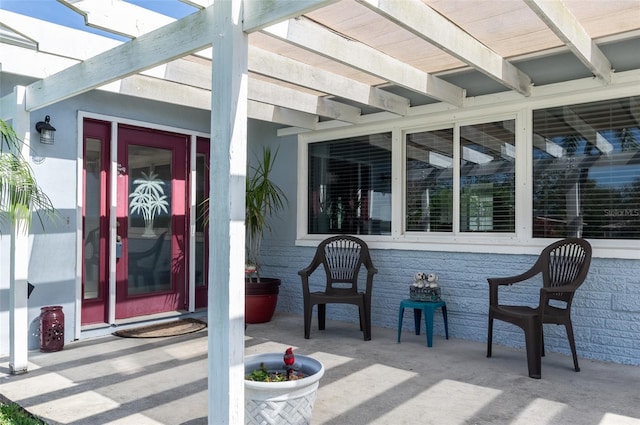 view of patio with a pergola