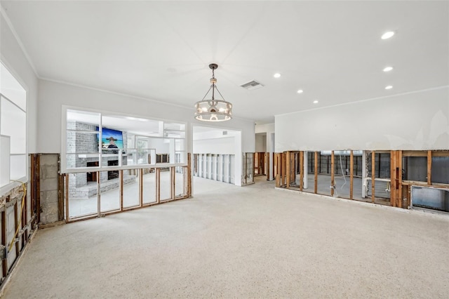 spare room with visible vents and recessed lighting