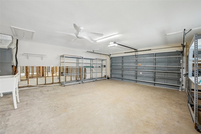 garage with a garage door opener