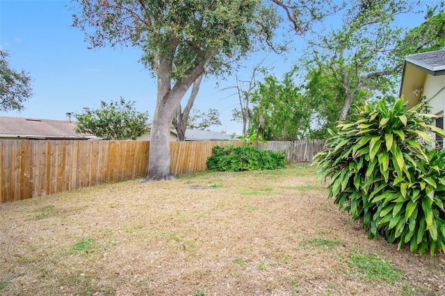 view of yard with a fenced backyard