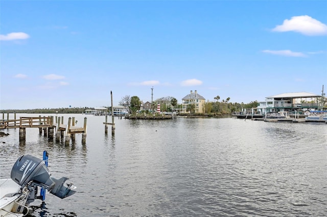 view of dock featuring a water view