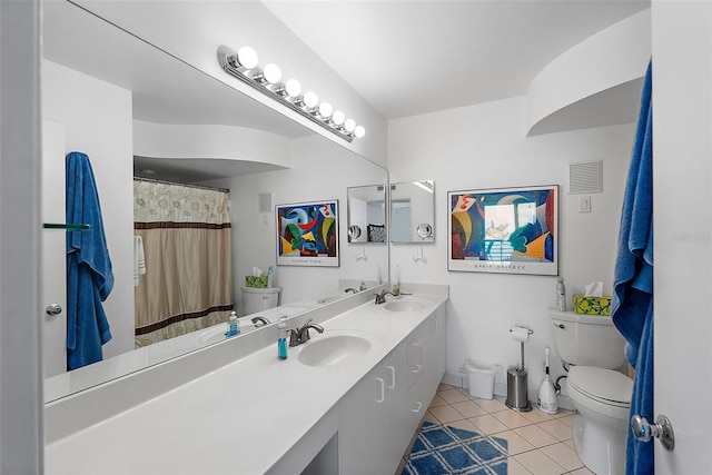 full bath featuring visible vents, tile patterned flooring, a sink, and toilet