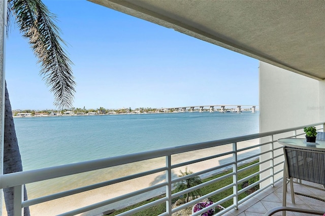 balcony with a water view