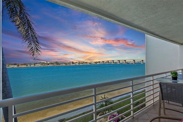 balcony with a water view