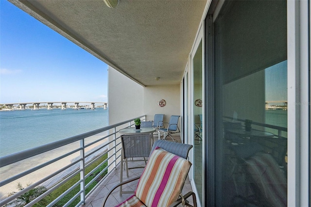 balcony with a water view