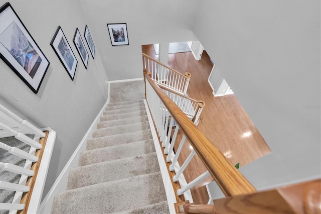 stairway with baseboards