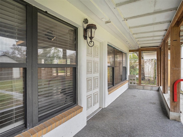 view of unfurnished sunroom