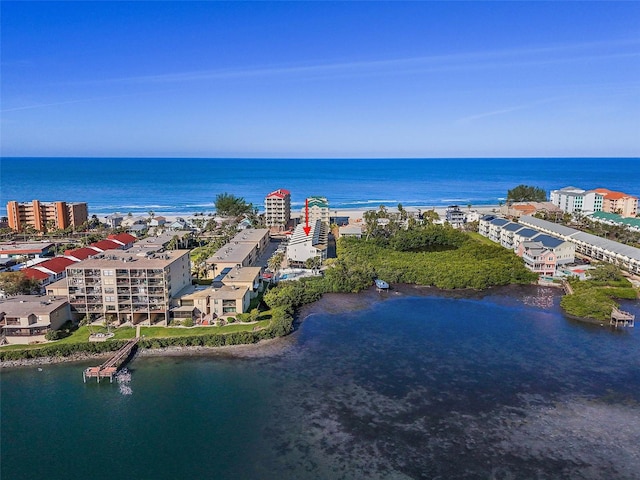 drone / aerial view with a water view and a city view