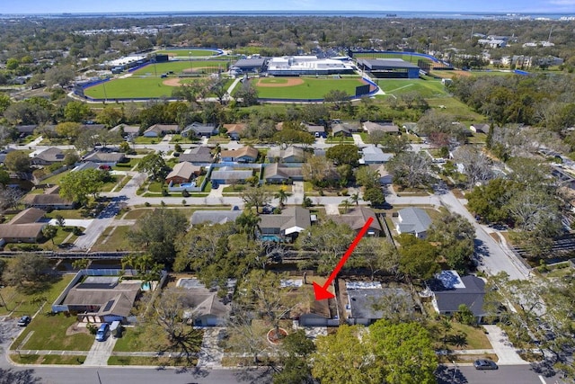 drone / aerial view with a residential view