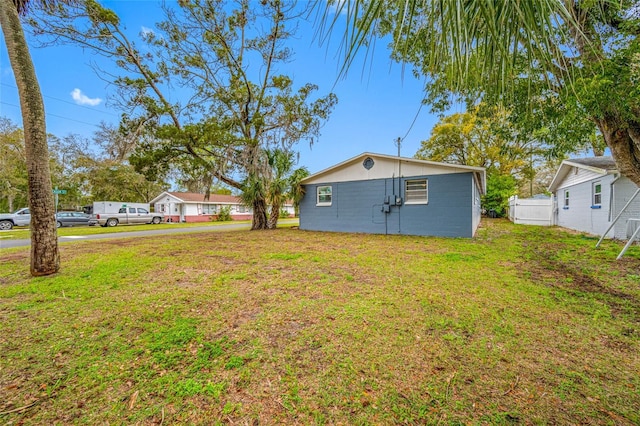 view of yard featuring fence