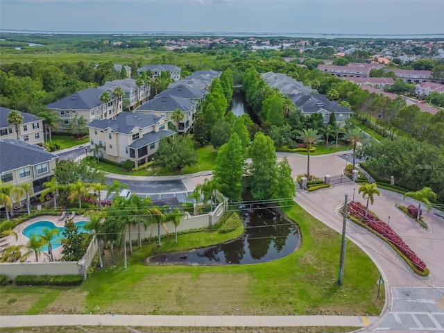 aerial view with a residential view