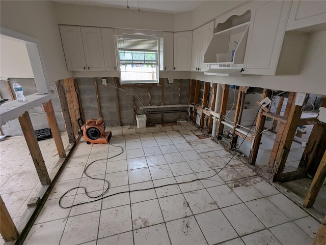 kitchen with white cabinets