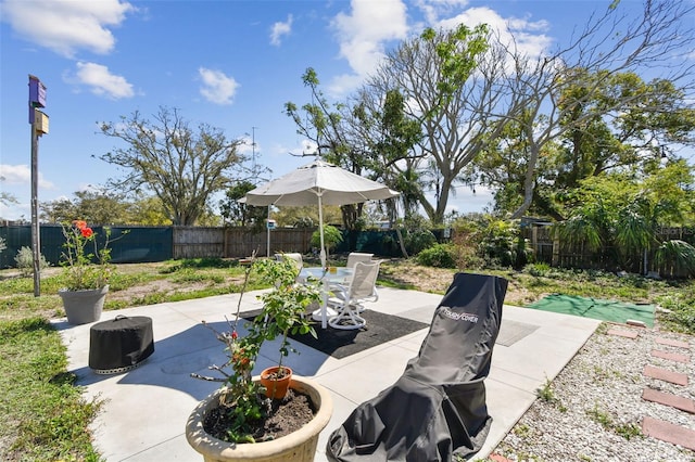 view of patio featuring a fenced backyard