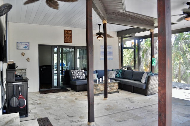 view of patio / terrace with outdoor lounge area and a ceiling fan