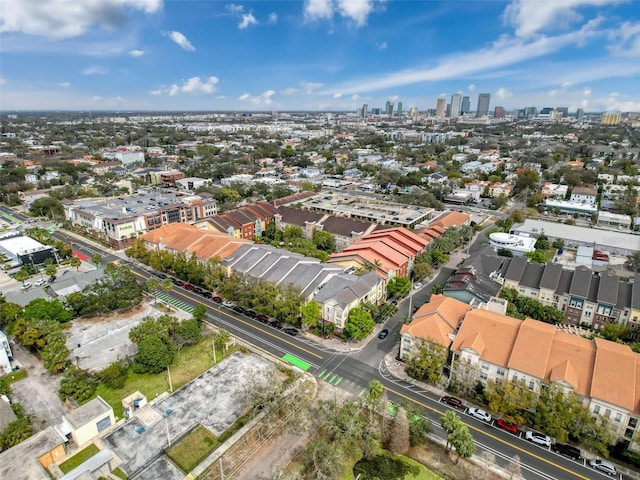 bird's eye view with a city view