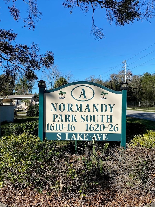 view of community sign