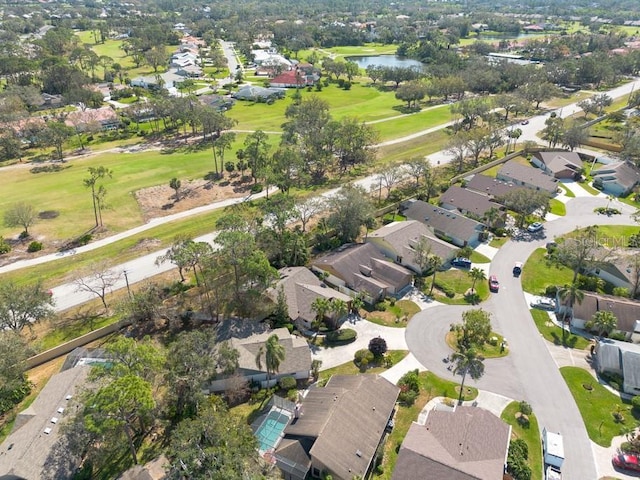 aerial view featuring a residential view and a water view