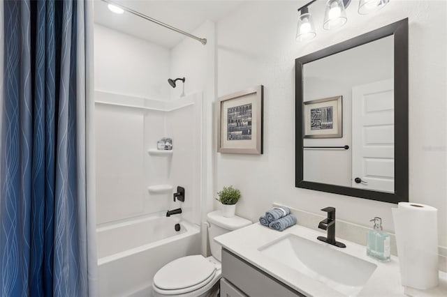 4754 Easter Ter, North Port, FL 34286 - bathroom featuring shower / bathtub combination with curtain, toilet, and vanity