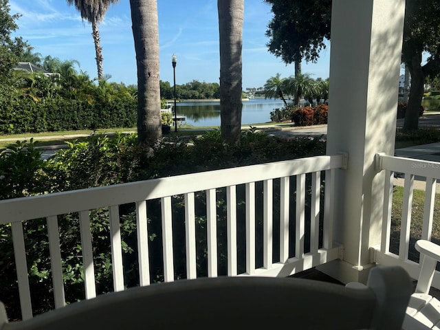 balcony with a water view