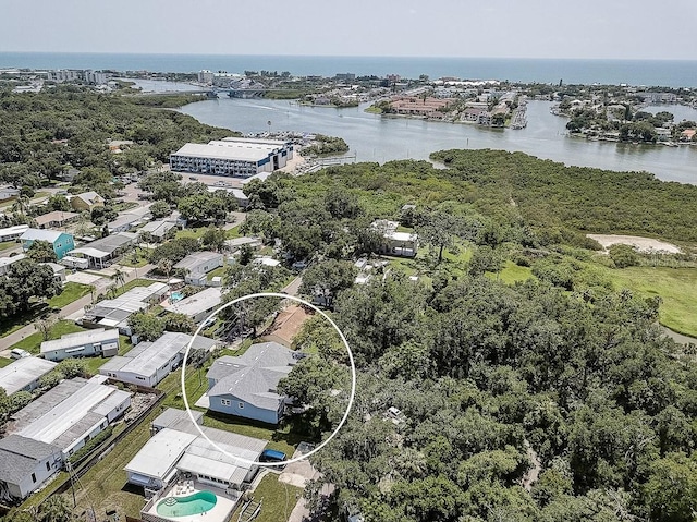 bird's eye view featuring a water view