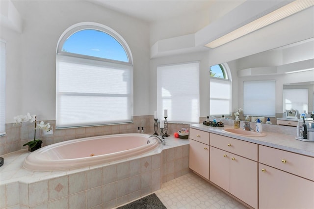14247 Spanish Wells Dr, Hudson, FL 34667 - full bathroom featuring a garden tub, plenty of natural light, and vanity