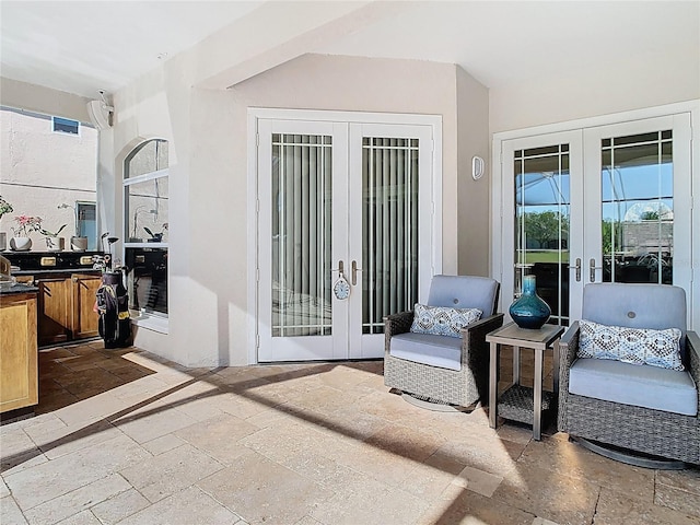 view of patio featuring french doors