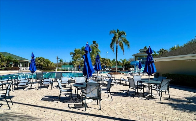 view of patio / terrace with a community pool