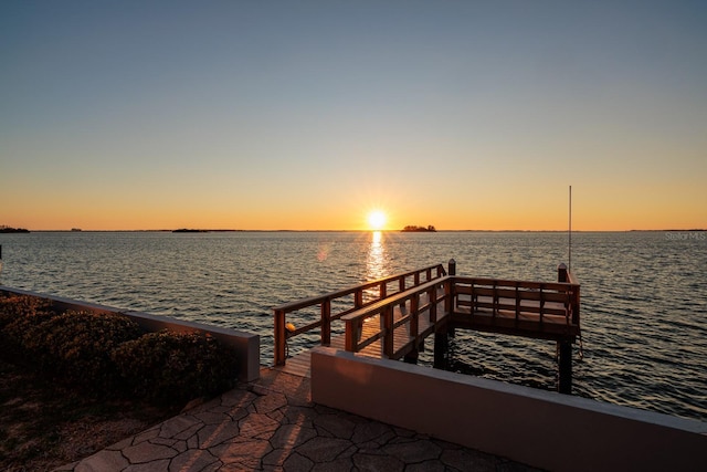 dock area featuring a water view