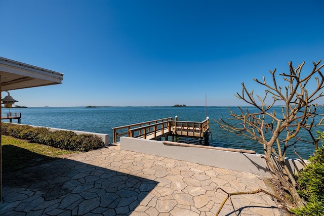 view of dock featuring a water view