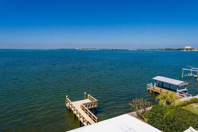 view of dock featuring a water view