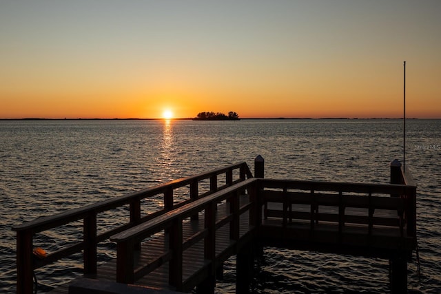 view of dock featuring a water view