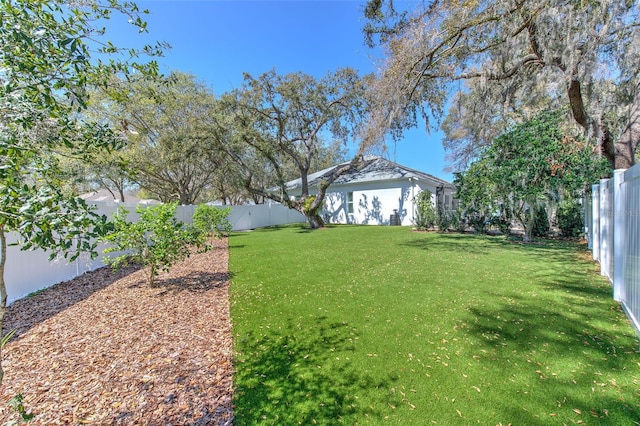 view of yard featuring a fenced backyard