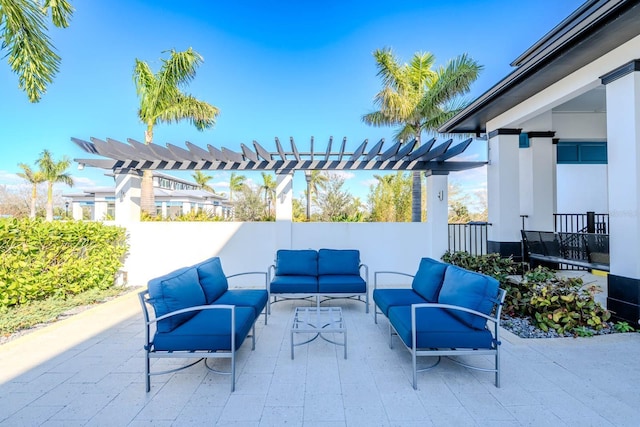 view of patio / terrace with a pergola and an outdoor hangout area