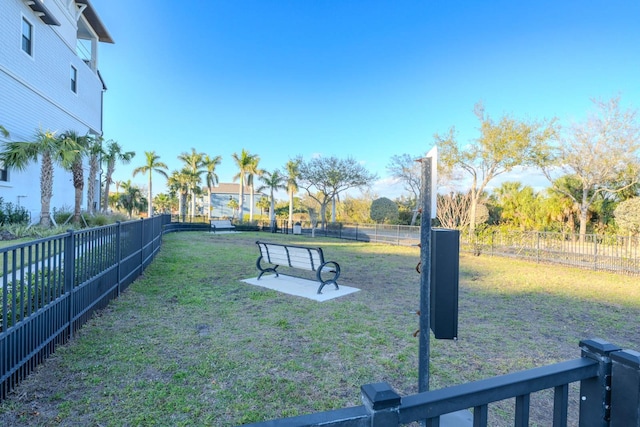 view of yard with a fenced backyard