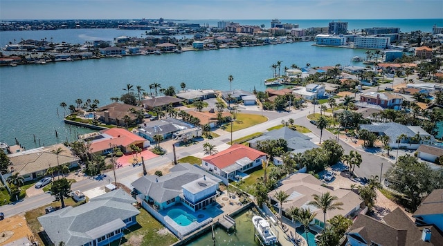 629 59th Ave, St Pete Beach, FL 33706 - bird's eye view with a water view, a residential view, and a view of city