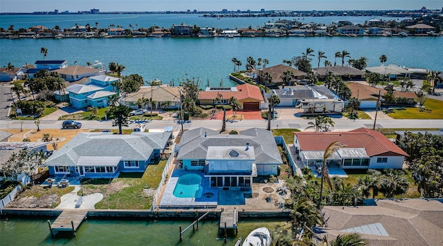 629 59th Ave, St Pete Beach, FL 33706 - birds eye view of property with a water view and a residential view