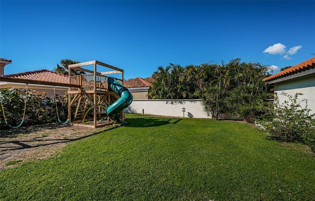 view of yard featuring a playground