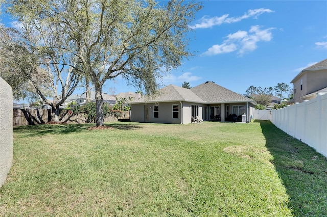 view of yard featuring a fenced backyard